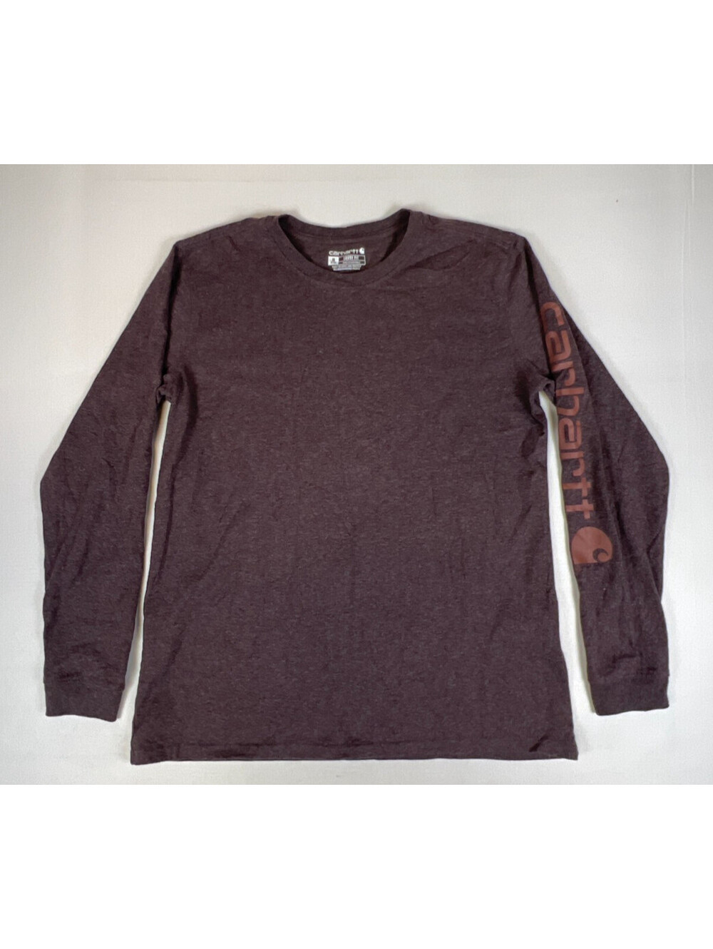 Carhartt Women Medium Brown Loose Fit Long Sleeve Logo Graphic T-Shirt